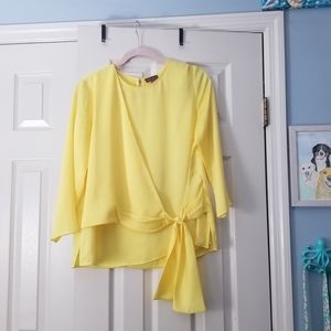 Vince camuto yellow surplice top